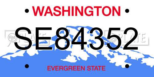 SE84352 Washington License Plate