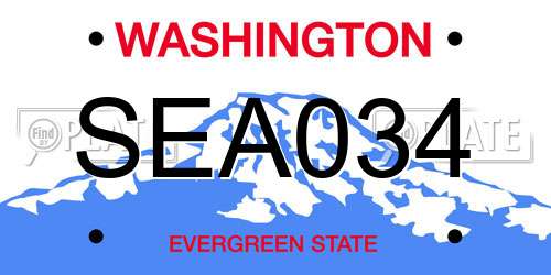 SEA034 Washington License Plate