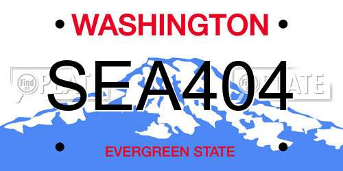 SEA404 Washington License Plate