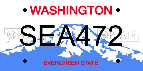 SEA472 Washington License Plate