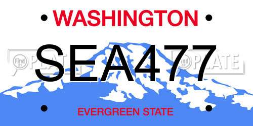 SEA477 Washington License Plate