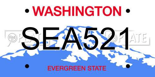 SEA521 Washington License Plate