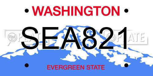 SEA821 Washington License Plate