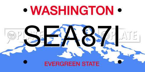 SEA87I Washington License Plate