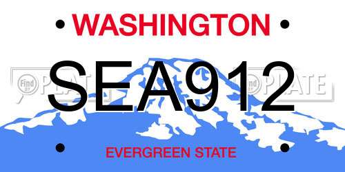 SEA912 Washington License Plate