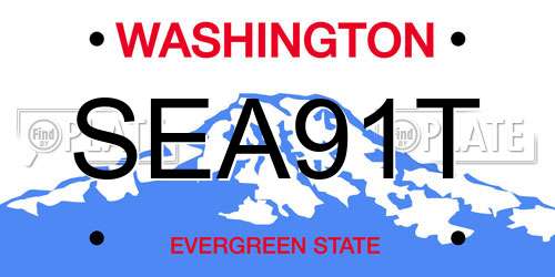 SEA91T Washington License Plate