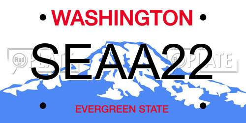 SEAA22 Washington License Plate
