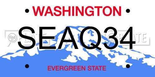 SEAQ34 Washington License Plate