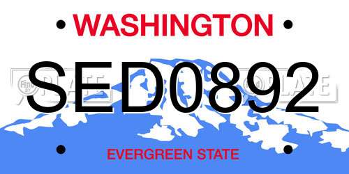 SED0892 Washington License Plate