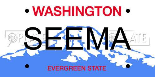 SEEMA Washington License Plate