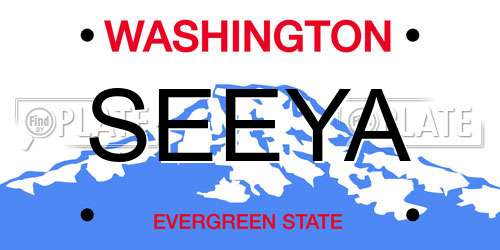 SEEYA Washington License Plate