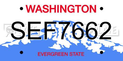 SEF7662 Washington License Plate