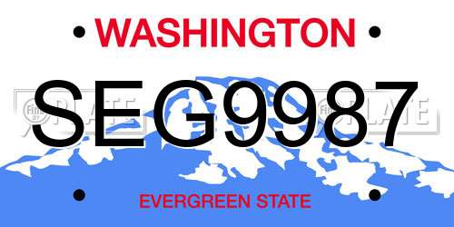 SEG9987 Washington License Plate