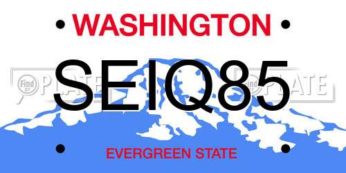 SEIQ85 Washington License Plate