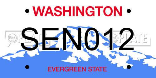 SEN012 Washington License Plate