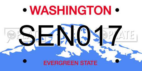 SEN017 Washington License Plate