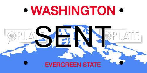 SENT Washington License Plate