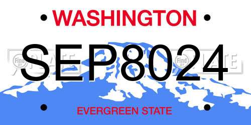 SEP8024 Washington License Plate