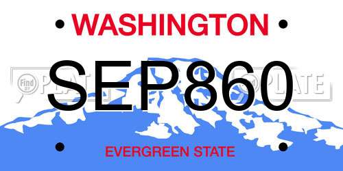 SEP860 Washington License Plate