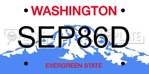 SEP86D Washington License Plate