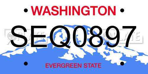 SEQ0897 Washington License Plate