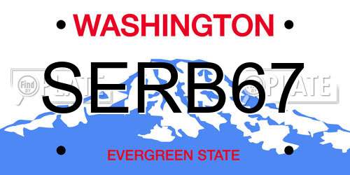 SERB67 Washington License Plate