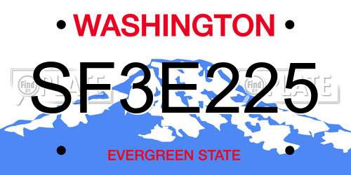 SF3E225 Washington License Plate
