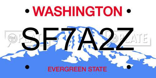 SF7A2Z Washington License Plate