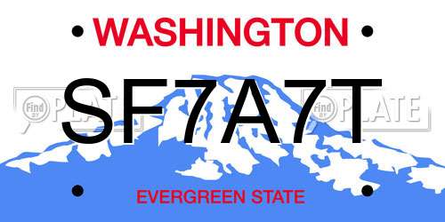 SF7A7T Washington License Plate