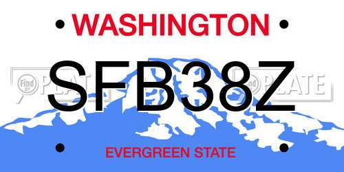 SFB38Z Washington License Plate