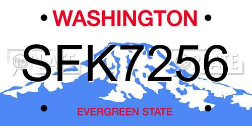 SFK7256 Washington License Plate