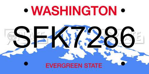 SFK7286 Washington License Plate