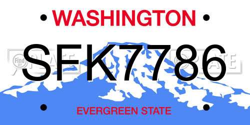 SFK7786 Washington License Plate