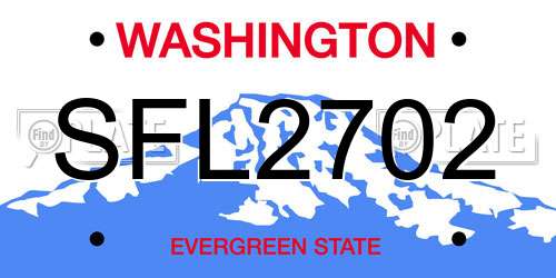 SFL2702 Washington License Plate