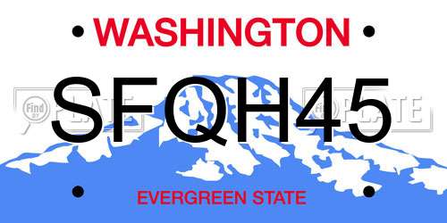 SFQH45 Washington License Plate