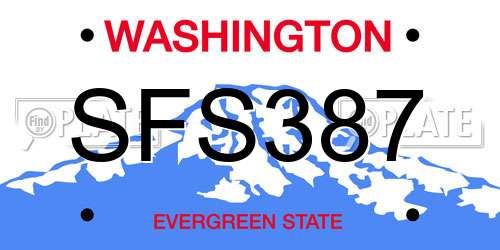 SFS387 Washington License Plate