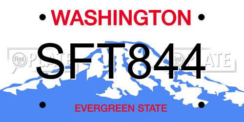 SFT844 Washington License Plate