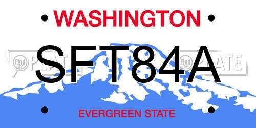 SFT84A Washington License Plate