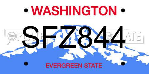 SFZ844 Washington License Plate
