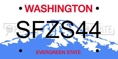 SFZS44 Washington License Plate