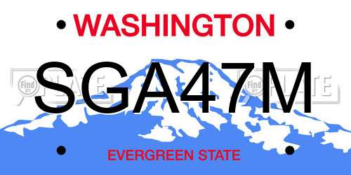 SGA47M Washington License Plate