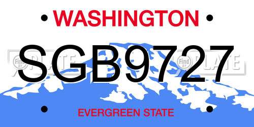 SGB9727 Washington License Plate