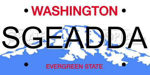 SGEADDA Washington License Plate