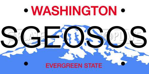 SGEOSOS Washington License Plate