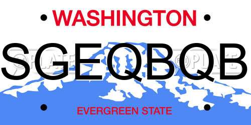 SGEQBQB Washington License Plate