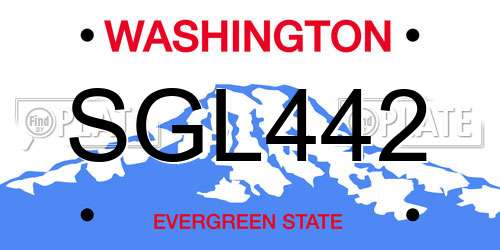 SGL442 Washington License Plate