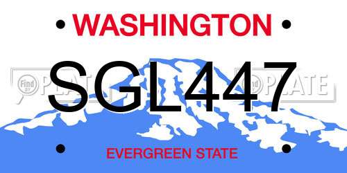 SGL447 Washington License Plate
