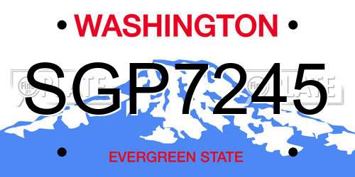 SGP7245 Washington License Plate