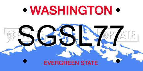 SGSL77 Washington License Plate