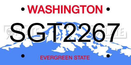 SGT2267 Washington License Plate